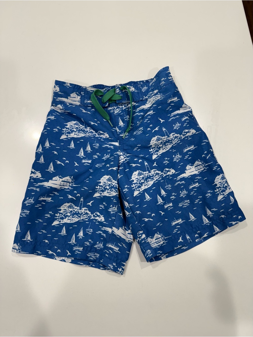 Janie and Jack Boys Swim Shorts Size 5 Blue Nautical Pattern Elastic Waist